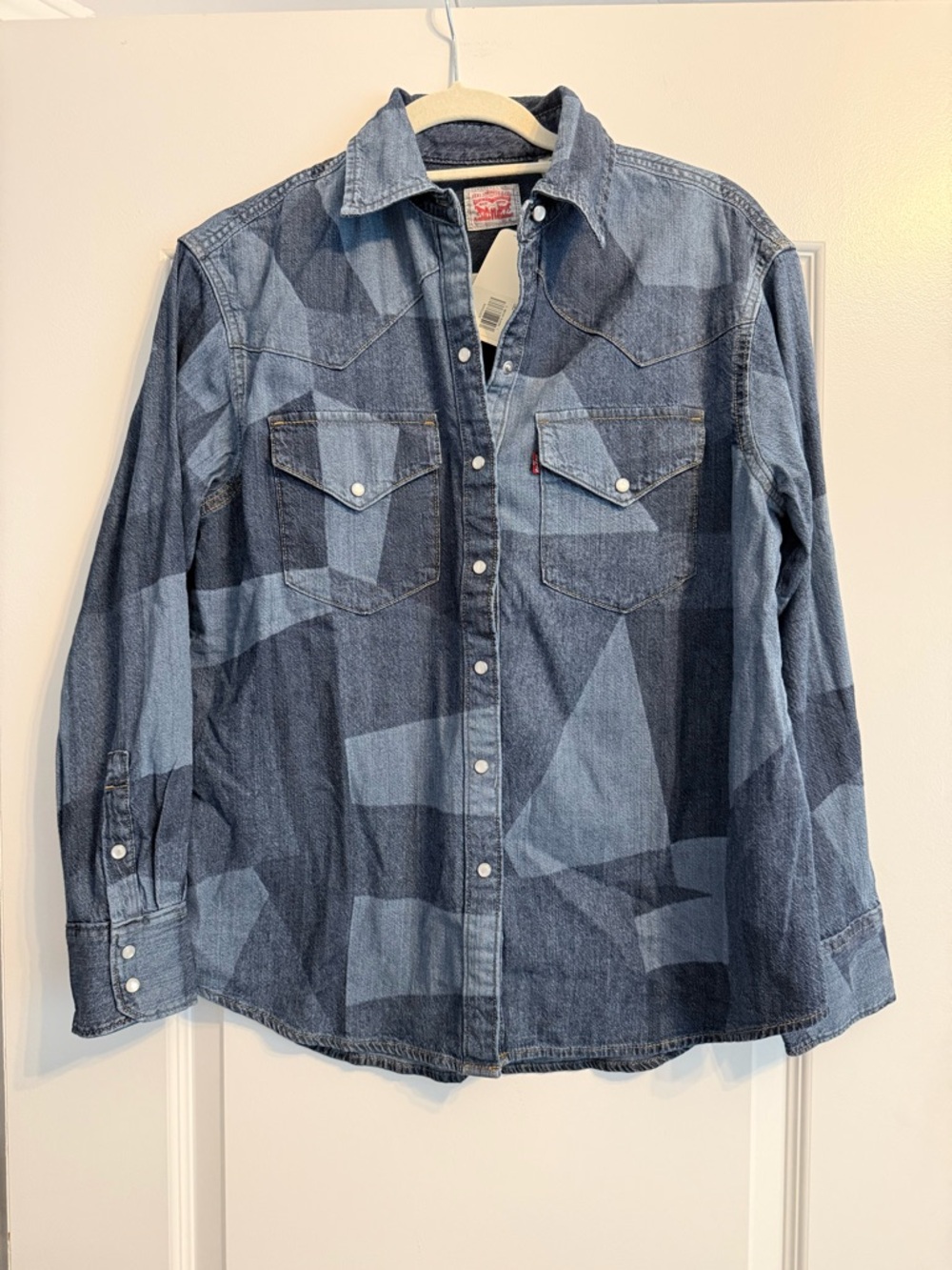 Levi's Blue Patchwork Denim Button-Down Western Shirt